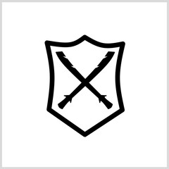 Sword icon conception with shield icon, Crossed sword and shield icon, Vector Illustration for Icon, Symbol, Logo etc