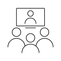 computer, man, team, meeting, online, business online meeting icon