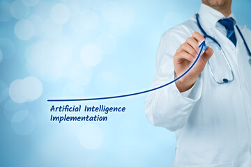 Growing implementation of artificial intelligence in healthcare concept