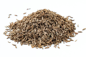 Cumin seeds. Pile of cumin seeds or caraway isolated on white background