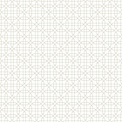 Seamless geometric ornament based on traditional islamic art.Brown color lines. For fabric,textile,cover,wrapping paper,background and lasercutting.