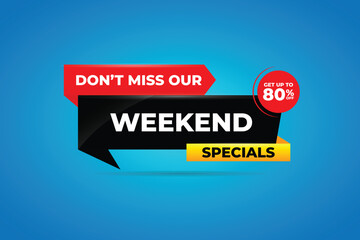 Weekend special sale banner design template for marketing.
