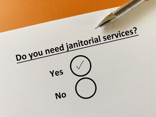 Questionnaire about cleaning service