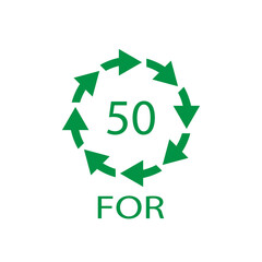 Bio material recycling code 50 FOR. Vector Illustration