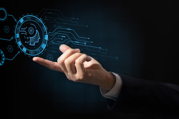 Digital transformation change management, internet of things. new technology big data and business process strategy, customer service management, cloud computing, smart industry. Ai technology.