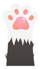 Cartoon cat hand. Fluffy fur animal paw