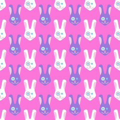 Cute Bunny with monocle ,Seamless pattern Background repeating 
