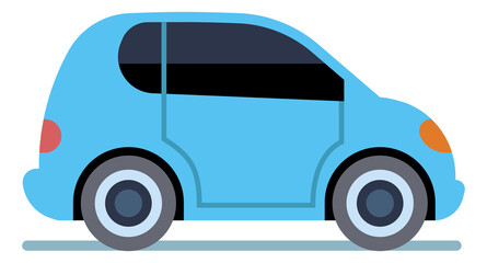 Blue car icon. Cute cartoon toy. City vehicle