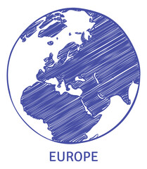 Hand drawn earth sketch. Europe continent symbol © YummyBuum