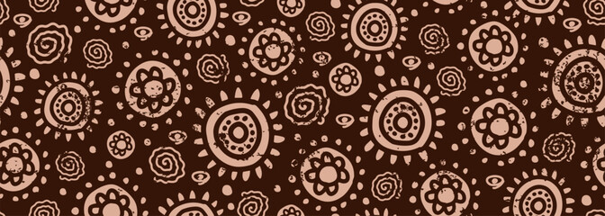 Fototapeta na wymiar African afro seamless pattern culture motifs, circle ethnic doodle artwork. Creative aztec texture border, folk drawing, for textiles, banners, wallpapers, wrapping fashion- vector background design.