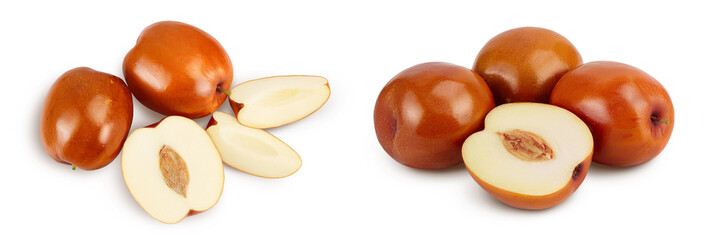 jujube or chinese date isolated on white background . Top view. Flat lay