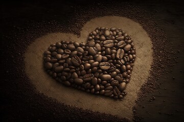 coffee bean in heart shape, AI generated