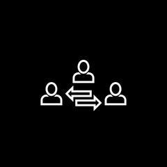 Broker or mediator line icon  isolated on black background. 