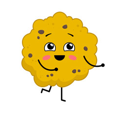 Obraz premium Cute kawaii cookie. Cartoon character cookie with chocolate. Illustration on transparent background