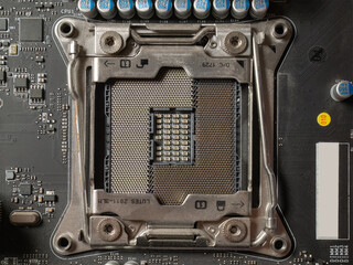 computer mainboard CPU socket detail