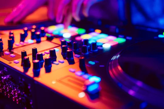 Close up of DJ hands on dj console mixer during concert in the club Photos  | Adobe Stock