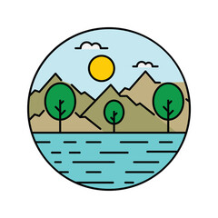 tree, mountain, wave, water, ocean, summer icon