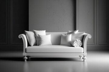 Isolated white sofa. Generative AI