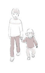 Young siblings walking hand in hand