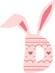 Rabbit Bunny Easter Holiday Alphabet D