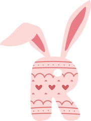 Rabbit Bunny Easter Holiday Alphabet R