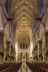 New York, USA - April 23, 2022: Interior of the St. Patrick's Cathedral in Midtown Manhattan. It's...