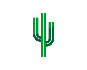 Abstract Green cactus vector logo