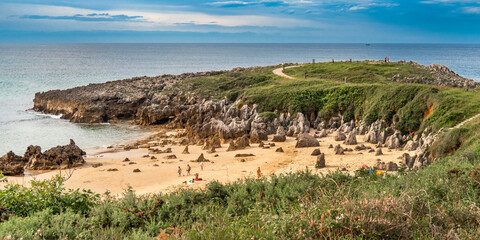 Coastline and Cliffs, Beach of Tor&Atilde;&sup3;, Llanes, Asturias, Spain, Europe