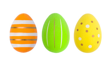 A set of easter eggs with different colors isolated on white background
