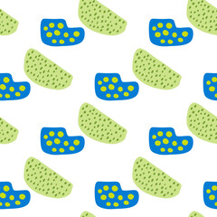 Seamless pattern with abstract texture shape green color on white background