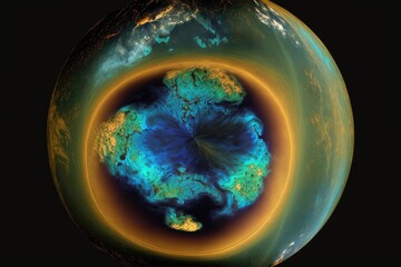 Ozone layer deteriorated by gases. Generative AI