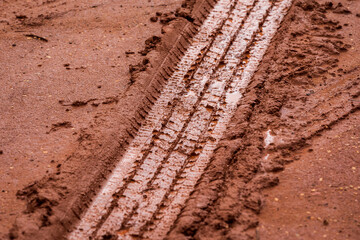 Tire track in the mud