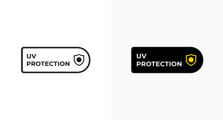 uv protection mark or label vector isolated in flat style. The best uv protection label vector for packaging design element. uv protection mark vector for cosmetics packaging design element.