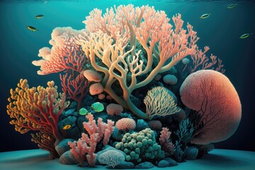 Coral reef thriving in a protected sea. Generatie AI