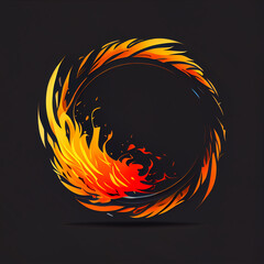 Fiery round circle border background for design and text. Generative AI