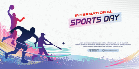 Sports Background Vector. International Sports Day Illustration. Graphic Design for the decoration of gift certificates, banners, and flyer - obrazy, fototapety, plakaty