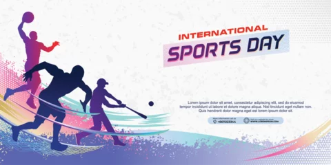Rolgordijnen Sports Background Vector. International Sports Day Illustration. Graphic Design for the decoration of gift certificates, banners, and flyer © winner creative