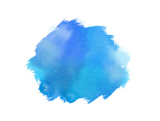 Blue blurred watercolor stain on the texture of the paper. Abstract blue stain on transparent background. Ink drop. PNG