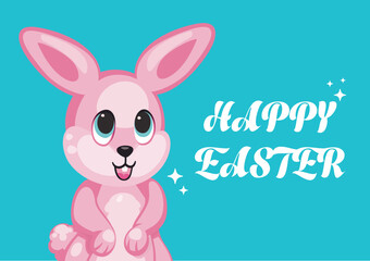 Easter greeting card with a cute pink bunny.