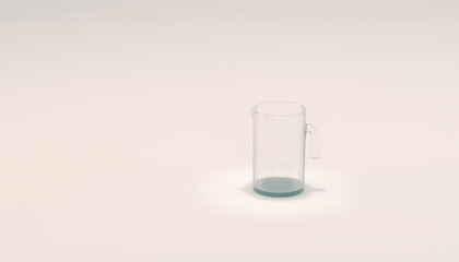 Empty glass jug or pitcher. Usually contains beer or water. On white studio backdrop.