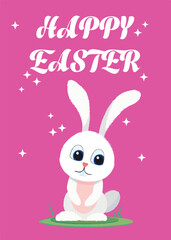 Easter greeting card with a cute white bunny.