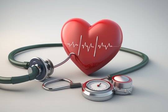 World health day with heart and stethoscope background. Generative ai