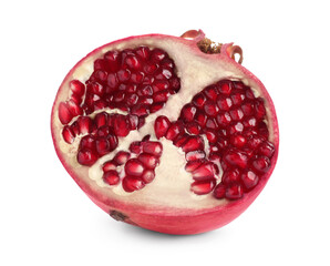 Half of ripe juicy pomegranate isolated on white