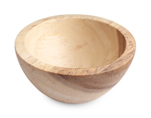 One new wooden bowl on white background