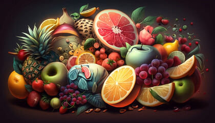 Obraz na płótnie Canvas Array of sweet, seasonal fruits