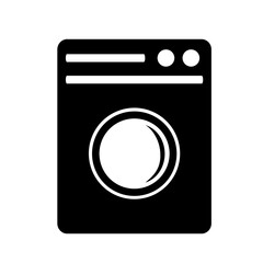 Vector illustration, web icon. Washing machine. Flat design. Isolated on a white background.