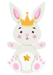 Obraz premium Adorable bunny sitting with crown on head