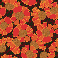 Fresh helenium floral seamless vector pattern.
