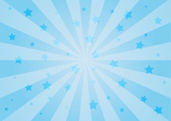 集中線　シンプル　使いやすい　横　横長　スター　青　水色