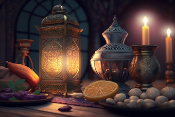 Ramadan kareem background with islamic ornaments. Generative ai